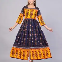 nehu empires Women Floral Print Flared Kurta-picture-27