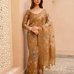 soch Women Floral Print Saree with Woven Zari Border-picture-39