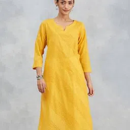 fabindia Women Round Neck Cotton A-line Kurta-picture-25