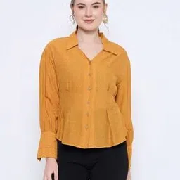 madame Women Relaxed Fit Shirt with Cuffed Sleeves-picture-47