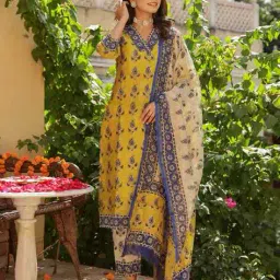 gosriki Women Block Print Straight Kurta Suit Set image 1