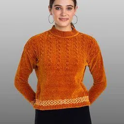 moda elementi High-Neck Pullover Sweater with Ribbed Sleeves-picture-43