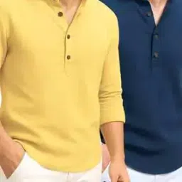deelmo Men Pack of 2 Regular Fit Short Kurtas with Mandarin Collar -picture-34