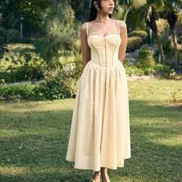 lea clothing co Women Sweetheart-Neck Fit & Flare Dress-picture-42