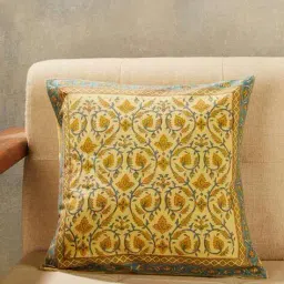 fabindia Floral Print Square-Shaped Cushion Cover 16"x16" image 1