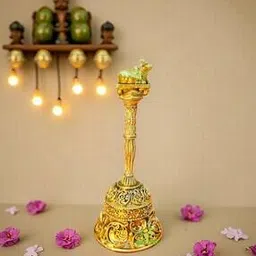 aakrati Floral-Carved Brass Hand Bell -picture-32