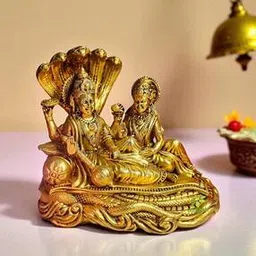 aakrati Sitting Brass Vishnu Laxmi Idol-picture-37