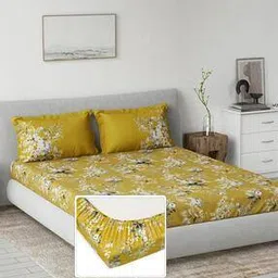 ddecor live beautiful Cotton King Fitted Bedsheet with 2 Pillow Covers-picture-17