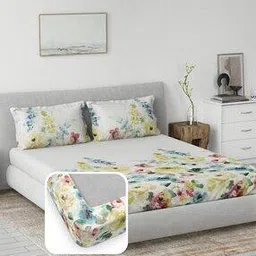 ddecor live beautiful Cotton Super King Bedsheet with 2 Pillow Covers-picture-15