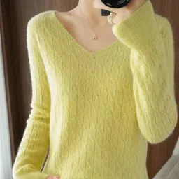 outzidr global Women Patterned V-Neck Pullover image 1