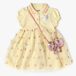 Girls Flock Print Tiered Dress-image-94