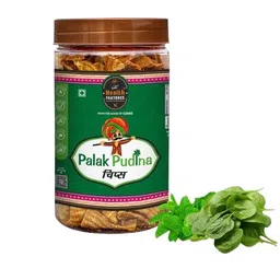 The Health Faktoree Palak Pudina Chips | Ginni Food Crunchy Snacks/Party Snacks | Rich in Fiber & Calcium | Low in Sodium | Gluten-Free | Gift For Diwali, Holi, etc | 125 g (Pack Of 1) image 1