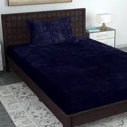 SOKNACK Grey 300 TC Single Bedsheet with 1 Pillow Cover-image-24