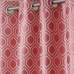 SOKNACK Peach & Brown 2 Pieces Geometric Black Out Door Curtains image 3