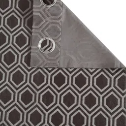 SOKNACK Black & Grey Geometric Black Out Door Curtain image 4