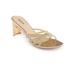 ROCIA Gold Women Strappy Diamond Block Sandal Heels image 4