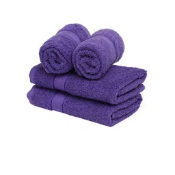 Creeva Set Of 4 Violet Solid 525 GSM Cotton Hand Towels image 3