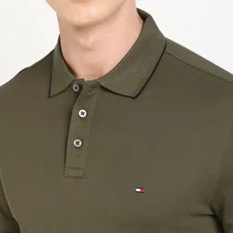 Tommy Hilfiger Men Solid Polo Collar Cotton T-shirt image 4