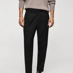 MANGO MAN Slim Fit Pleated Under Cuffed Trousers-image-49
