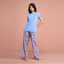 Nykd by Nykaa Cotton Plaid Pajama - Nys141 - Lavender Plaid-picture-22
