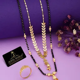 JEWEL WORLD Gold-Plated Stone Studded & Beaded Mangalsutra With Chain-picture-24