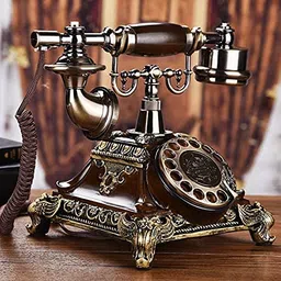 dratal Imitation Copper Vintage Style Rotary Retro Old Fashioned Rotary Dial Home and Office Telephone Functional Antique Style Telephone-Bronze image 1