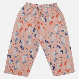 TINY HUG Boys Peach-Coloured & Blue Printed Night suit image 2