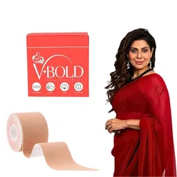 vbold Boob Tape for Women Breast Lift | Strapless Dress Nipple Tape | Multipurpose Body Tape for Breast Push Up | Breathable | Skin Friendly Adhesive Beige image 1