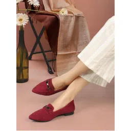 ELLE Womens Fashionable Maroon Color Solid Party Wear Loafers-image-80