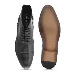 The Roadster Lifestyle Co. Men Black Mid Top Block Heel Leather Regular Boots image 5