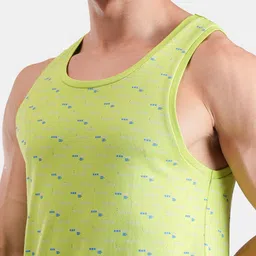 FCUK Printed Cotton Antimicrobial Tank Vest HAC-01-GRN AOP image 2