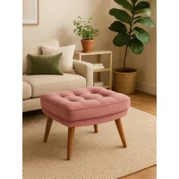 JABRIX Soft Cushion Ottoman Stool for Living Room - Pink image 1