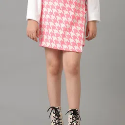 UNDER FOURTEEN ONLY Girls Printed Button Closure Cotton Above Knee Skorts-image-88