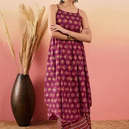 InWeave Floral Printed Regular Pure Cotton Kurta With Palazzos-image-44