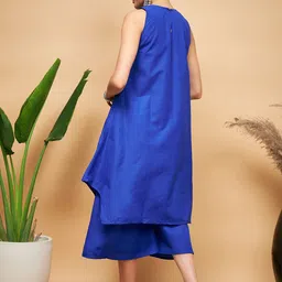 InWeave Blue Pure Cotton Kurta With Palazzos image 4