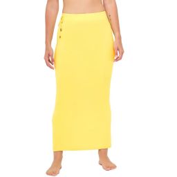 Secrets By ZeroKaata Seamless Saree Shapewear Petticoat for Women with Side Drawstring Yellow-picture-28