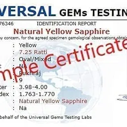 todani jems ? 7.25 Ratti Cultured Yellow Sapphire Pukhraj Certified Precious Loose Gemstone for Men's and Women's image 3
