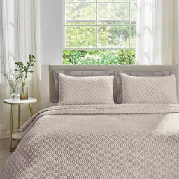 DDecor Grey Embroidered Cotton 200 GSM Comforter With 2 Pillow Covers-image-69