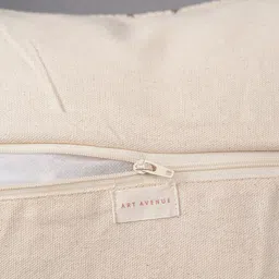 Art Avenue Cream-Coloured & Orange Self Design Cotton Rectangle Cushion Cover image 4