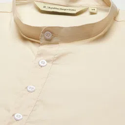 RAJUBHAI HARGOVINDAS Men Cream-Coloured Solid Cotton Straight Kurta image 3