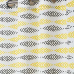 Cortina White & Mustard 2 Pieces Printed Sheer Window Curtains image 5