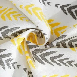 Cortina White & Mustard 2 Pieces Printed Sheer Window Curtains image 3