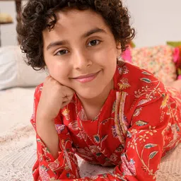 pspeaches Boys Floral Printed Regular Pure Cotton Kurta With Pyjamas image 3