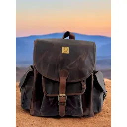 Ya Qalbi Brown Genuine Leather Backpack image 1
