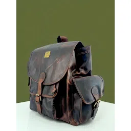 Ya Qalbi Brown Genuine Leather Backpack image 3