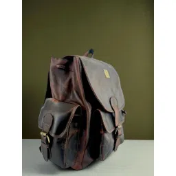 Ya Qalbi Brown Genuine Leather Backpack image 5