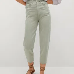 MANGO Women Green Regular Fit High-Rise Clean Look Pure Cotton Cropped Sustainable Jeans-picture-23