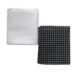 Combo Pack of 2 Unstiched Multicolor Black checked & Solid White Formal Shirt Fabric Dress Material for Men's/Boy's Fashion, Size - 2.50 Meter Each image 4