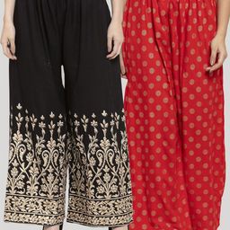 Clora Creation Pack Of 2 Women Printed Knitted Palazzos-picture-20