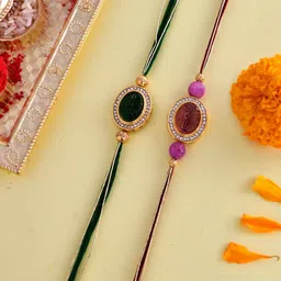 Voylla Set Of 2 Stone-Studded & Beaded Thread Rakhi-picture-54
